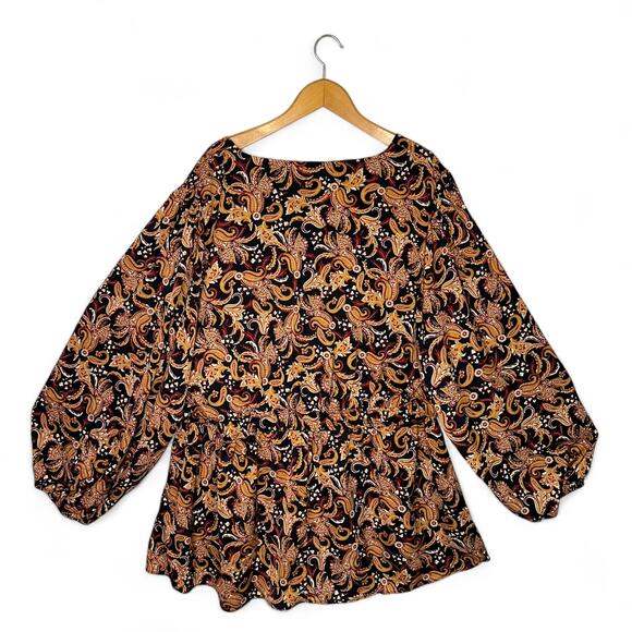 City Chic Women's Plus Size Aubree Print Shirt Size XL US 22 Black Gold Paisley - Picture 4 of 11